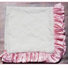 Sourcing guide for baby blankets with satin trim: Cuddle Couture Ivory Lace Blanket With Pink Satin Trim