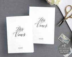 Wedding Vows Card Template His Hers 100 Editable Instant Download Try Before You Buy Card Template Wedding Invitations Printable Templates Wedding Vows