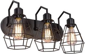 Clean retro lines define this beautiful collection called toledo. Buy 3 Light Bathroom Vanity Light Rustic Farmhouse Vanity Light Fixture Black Industrial Metal Cage Wall Sconce For Bathroom Dressing Table Mirror Cabinets Vanity Table Online In Indonesia B087d4rnpg