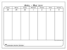Free weekly appointment calendar template. May 2019 Calendar 43 1ss Michel Zbinden En
