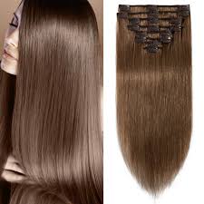 S Noilite Remy Clip In Full Head Straight 100 Human Hair Extensions 8 Pcs Light Brown 24 120g Walmart Com Walmart Com