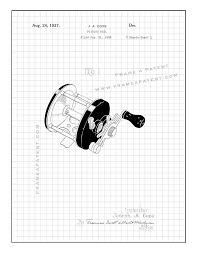 Fishing Reel Patent Print Black Grid 5x7 Patent Prints Office Prints Fish