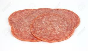 Some hard salamis can be very chewy! Sliced Genoa Salami On A White Background Stock Photo Picture And Royalty Free Image Image 7099182