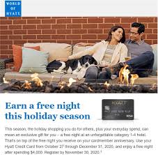 Earn 2 qualifying night credits towards tier status every time you spend $5,000 on your card. Update Certificates Being Awarded Early Legacy Hyatt Card Offer Spend 4 000 Get Category 1 4 Free Night Cert Spend By 12 31 20