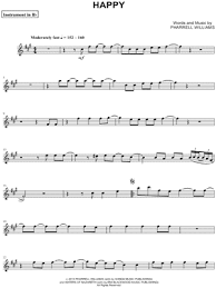 Pharrell Williams Happy Bb Instrument Sheet Music Trumpet Clarinet Soprano Saxophone Or Tenor Saxophon Partituras Clarinete Partituras Partituras Violin