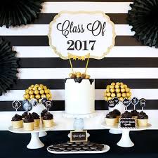 Black And Gold Graduation Decorations Create This Beautiful Bold Black And Gold Graduation Set Up For Under 100 Gold Graduation Party Graduation Party Table Graduation Party