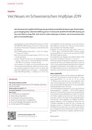 Die expertenkommission hat jetzt ihre empfehlungen vorgelegt. Impfen Viel Neues Im Schweizerischen Impfplan 2019 Rosenfluh Ch