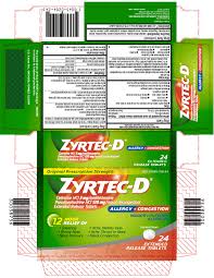 zyrtec d allergy plus congestion tablet film coated