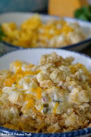 Sprinkle with garlic salt and pepper. Cheesy Breakfast Potato Casserole Great Grub Delicious Treats