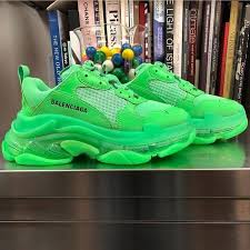 Your Size Balenciaga Triple S Trainers Neon Green Shoes Online Sneakers Fashion Shoes Sport Men Woman Style Balencia Neon Shoes Green Shoes Sneakers