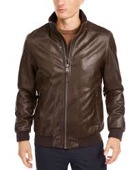 Calvin Klein Men S Faux Leather Bomber Jacket Reviews Coats Jackets Men Macy S Faux Leather Bomber Jacket Faux Leather Bomber Bomber Jacket