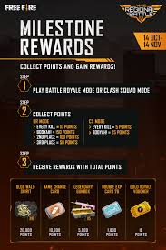 Garena free fire redeem codes for august 28, 2021. Garena Free Fire Reach Milestones In The Regional Battle And Claim Your Rewards Including The Time Limited Spirit Gloo Wall Work Your Way Gather Points And Reach The Milestones To Claim Your