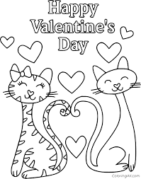 In the spirit of love, below are 30+ very cute valentine's day coloring pages and worksheets. Two Cats Happy Valentines Day Coloring Page Coloringall