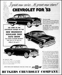 Advertising For The 1953 Chevrolet Automobile In The Central New Jersey Home News April 5 1953 Chevrolet Classic Cars Used Car Lots