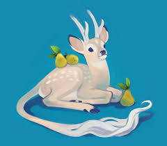 Kirin Ish With Pears Tea Spirit Mythical Creatures Art Animal Drawings Animal Art