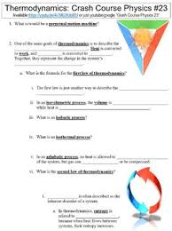 Thermodynamics deals with the transfer of energy from one place to another and from one form to. Crash Course Physics 23 Thermodynamics Worksheet By Danis Marandis