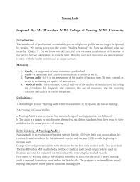 Death of the patient which have been prevented. Pdf Nursing Audit