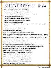 Free printable quiz questions and answers with general knowledge can be answered very easily and the answer sheet is put in the below for your verification. Know It All Trivia In 2021 Funny Trivia Questions Fun Trivia Questions Trivia Questions And Answers