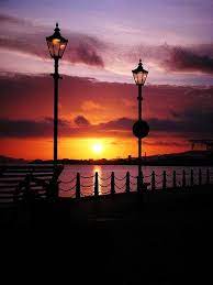 Two Lamps N A Sunset Lamp Post Sunset Lamp