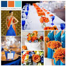 Royal Blue And Burnt Orange Wedding Burnt Orange Weddings Sky Blue Weddings Orange Wedding Colors