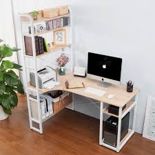 Merax Computer Desk With 5 Tier Shelf Workstation Study Table Home Office Oak Walmart Com Home Office Design Modern Home Office Desk Computer Desk Design