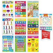 Educational Preschool Posters For Toddlers And Kids Perfect For Children Preschool Kindergarten Classrooms Teach Alphabet Letters Numbers Weather