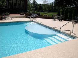 Clayton Lambert Vinyl Liner Pool With Custom Sundeck And Steps Backyard Pool Landscaping Small Backyard Design Swimming Pool Designs