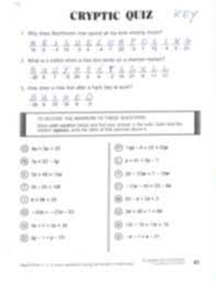 Play with this one in the playground as an alternative to conkers or skipping 3. 4 27 16 Answer Key Cryptic Quiz K E 1 Why Does Beethoven Now Spend All His Time Erasing Music Itji L S D Delqjijzqiljz 1664 36 97205 Answer Keys Answers Quiz