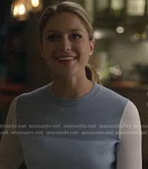 WornOnTV: Lizzie's blue colorblock sweater