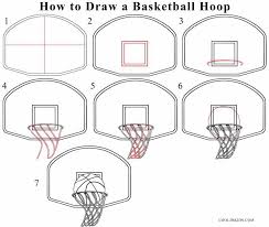 How To Draw A Basketball Hoop Step Drawing Tutorial With Pictures Cool2bkids Basketballhoop Basketball Drawings Drawing Tutorial Sports Drawings