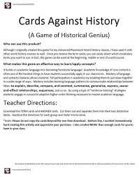 Ap World And World History Cards Against History A Game Of Historical Genius World History Lessons World History World History Classroom