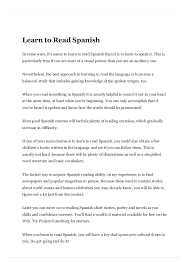 You do a few pages today. You Will Read In Spanish