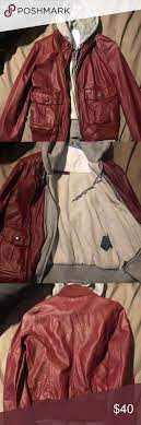 Obey Red Faux Leather Jacket With Hood Leather Jacket With Hood Leather Jacket Jackets