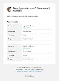 Mailchimp Username Reminder Email Template Design Best Email Email Templates
