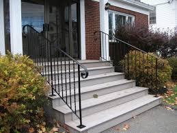 Awesome Exterior Wrought Iron Railings Feature Untreated Wooden Stairs With Black Stained Wro Outdoor Stair Railing Exterior Stairs Wrought Iron Porch Railings