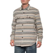 True Grit Oatmeal Baja Textured Stripe Shirt Jacket For Men