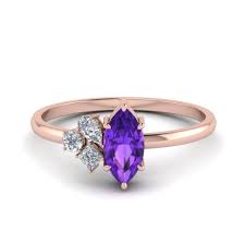Thin band ring styles include simple solitaires, diamond bands, halos and 3 stone rings. Non Traditional Petite Amethyst Engagement Ring In 14k Rose Gold Fascinating Diamonds