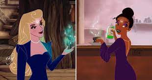 With her sparkling pink gown and long golden hair, our sleeping beauty steps out of a dream into your own fantasy realm. Artist Transforms Classic Disney Princess Into Badass Witches It S The Ultimate Glow Up Cafemom Com