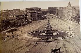 Flora Fountain street view with Tram ...