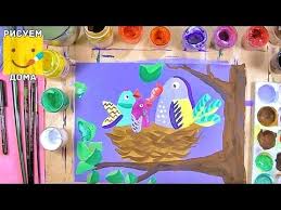 аппликации из цветной бумаги для детей 5 6 лет пошагово Kak Narisovat Ptic V Gnezde Urok Risovaniya Dlya Detej Ot 4 Let Risuem Doma Poetapno Youtube School Art Projects Art For Kids Elementary Art