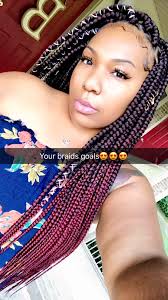 Black And Burgundy Hair Box Braids Ombre Box Braids Burgundy Box Braids Large Braids Triangle Braids Protective Styles Crochetbraids Big Box Braids Box Braids Hairstyles Burgundy Box Braids