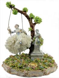 Luigi Fabris Italian Porcelain Girl On Swing Dresden Porcelain Porcelain Porcelain Figurines