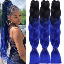 Diy box braids ( red ) + how to braid and stretch braiding hair ( beginner friendly ). Amazon Com Ombre Blue Braiding Hair Kanekalon Jumbo Braid Crochet Hair 24inch Long Box Braids Hair Extensions For Beautiful Women Beauty