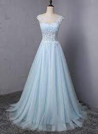 Light Blue Charming Gown Blue Prom Dress 20188 Junior Party Dresses Promdress Promdress2018 Prom Dresses Blue Prom Dresses Lace Lace Formal Dress