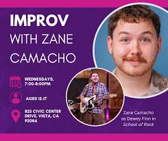 Want to learn improv from School of Rock's Dewey Finn? Sign up for class  with Zane Camacho at Moonlight Studios! Students will learn the rules of  improv, creating characters through movement, and