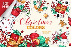 Download Christmas Colors Vector Sticker Pack Graphic By Ilonitta R Creative Fabrica SVG Cut Files