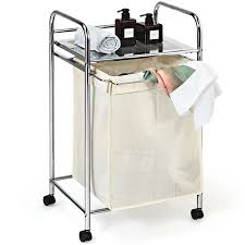 The overall assembled dimensions of this item are 26 3/8 l x 18 1/8 w x 10 h. Gymax Laundry Cart Laundry Hamper Basket Cart W Rolling Wheels Shelf Removable Bag Walmart Canada