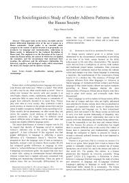 Pdf The Sociolinguistics Study Of Gender Address Patterns In The Hausa Society