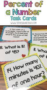Percent Of A Number Task Cards Task Cards Word Problems Sixth Grade Math