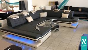 Canape Design Rouge Xxl Avec Eclairage Led Et Port Usb Luxury Sofa Design Living Room Sofa Set Living Room Sofa Design